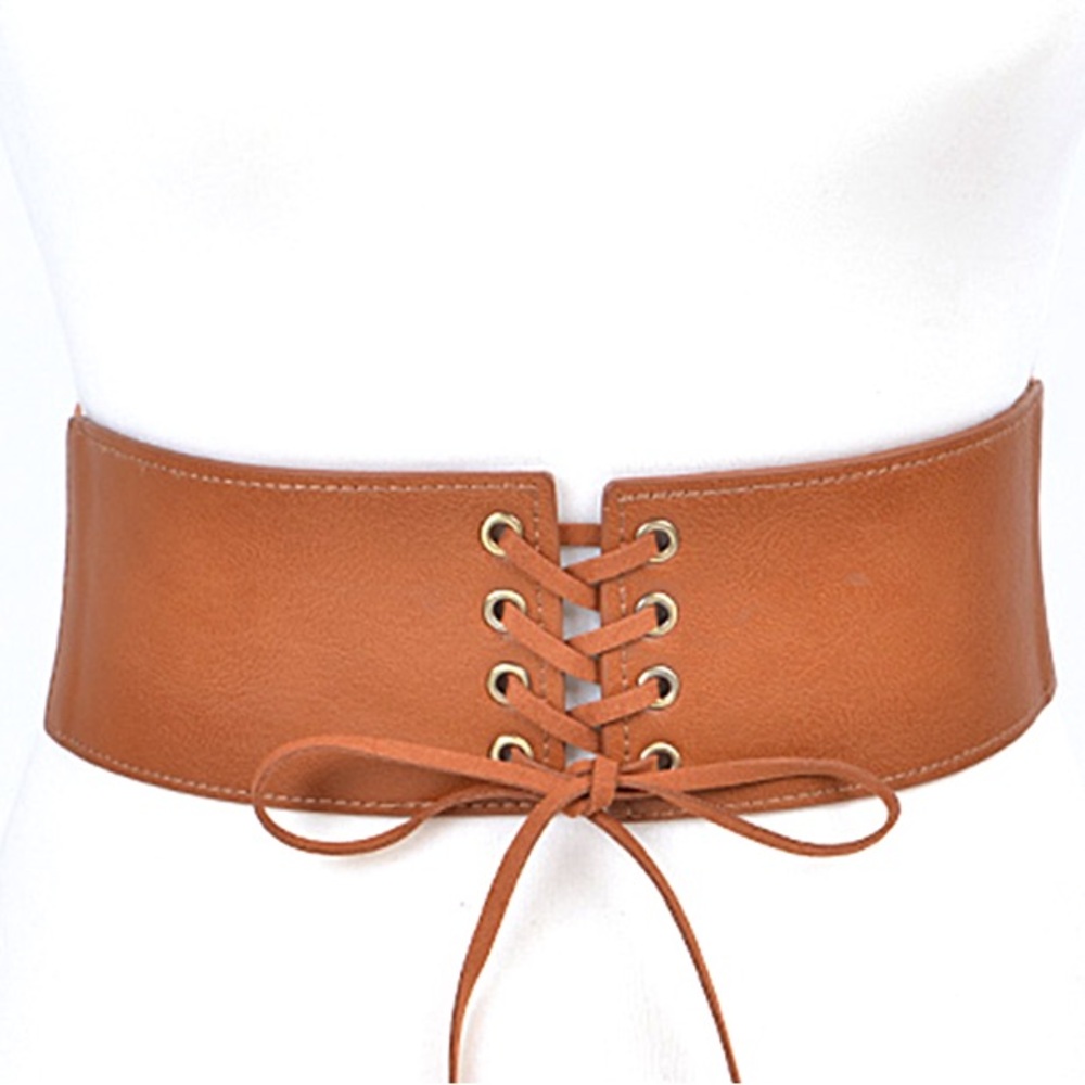 Vegan Leather Wide Corset Statement Belt